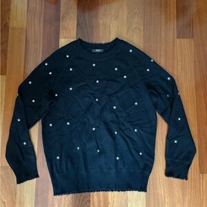 Aqua Black Sweater with White Star Accents